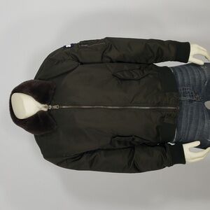 TOMMY HILFIGER REMOVABLE FAUX FUR COLLAR MILITARY BOMBER JACKET MEN'S L